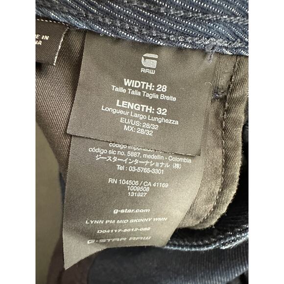 G Raw Jeans Women 28 x 32 Blue Dark Wash Denim Lynn Mid Skinny Cotton Blend - Picture 7 of 9